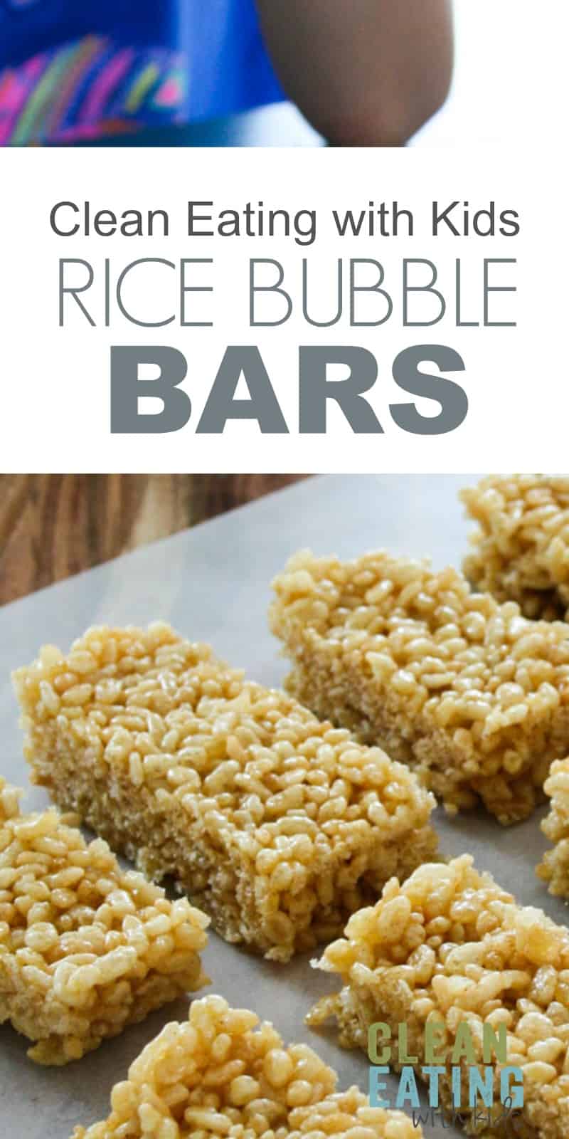 Clean Eating Rice Krispie Treats - 3 Ingredient No Bake Healthy Rice Krispy Treats- Just three ingredients and only takes 5 minutes to make. CleanEatingWithKids.com