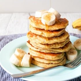 OK, so these are incredible! Three ingredient banana pancakes. Just make a BIG stack coz they go down fast!