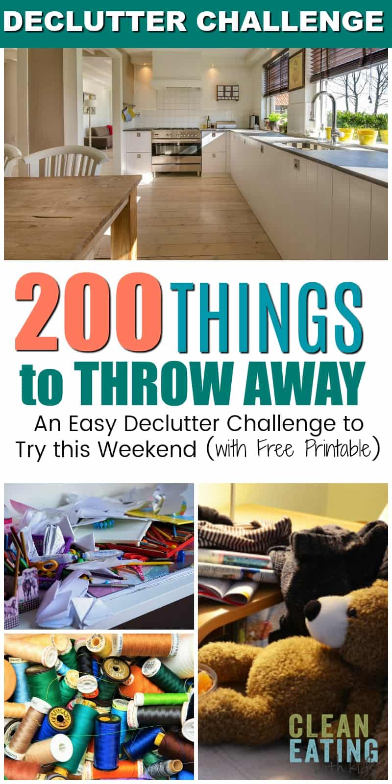 Easy Declutter Challenge: 200 Things to throw away (plus free printable)