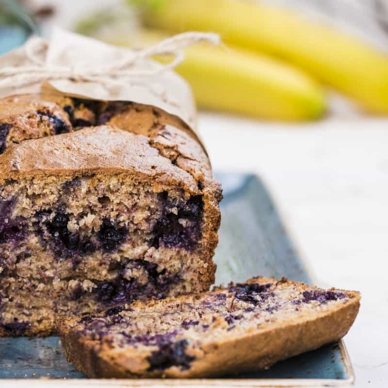 Healthy, Clean Eating Blueberry Banana Bread #cleaneating #bananabread