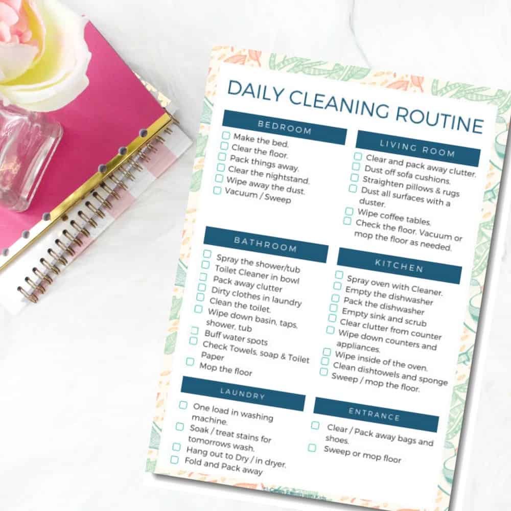 Daily Cleaning Routine Checklist and {free Printable}