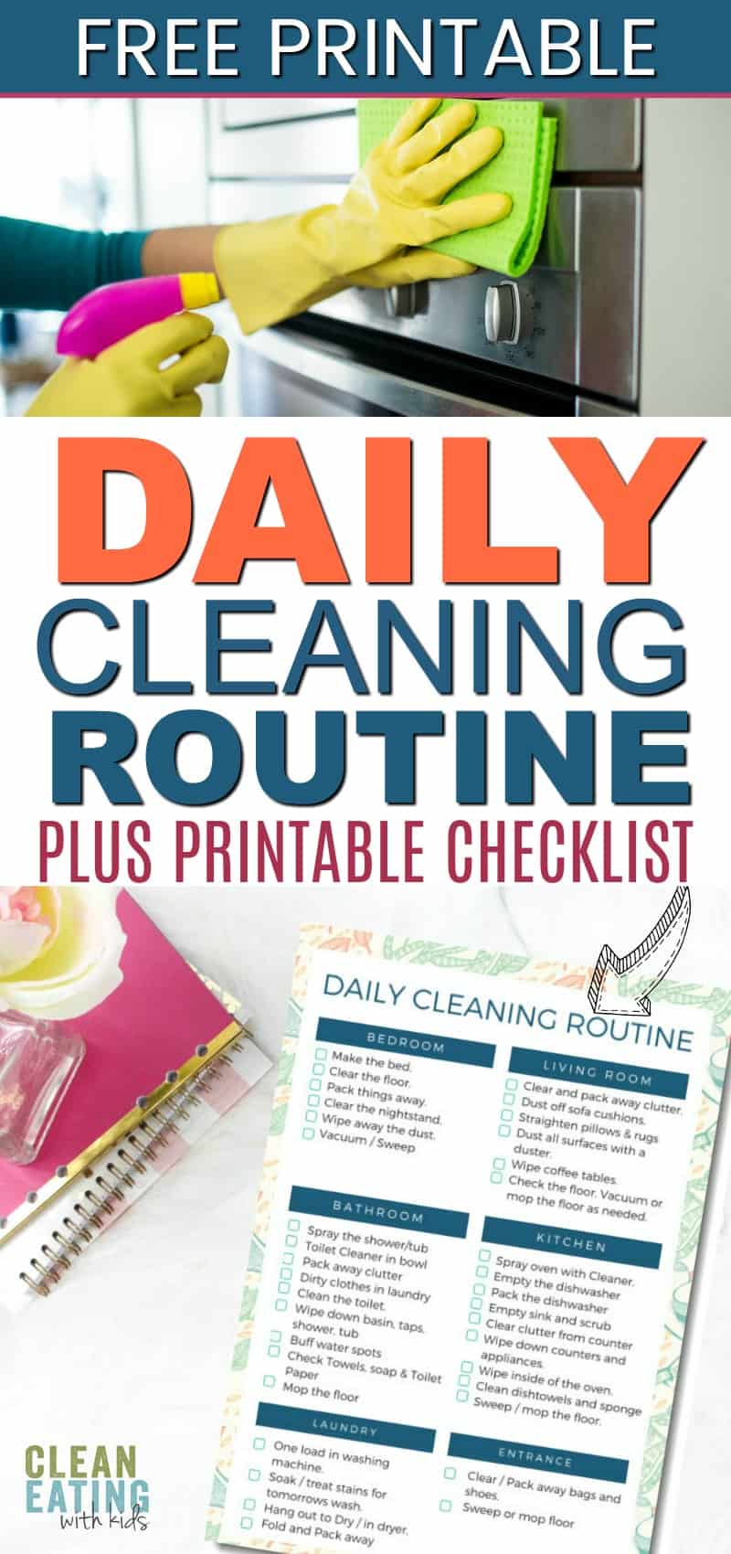 Daily Cleaning Routine Checklist and {free Printable} 
