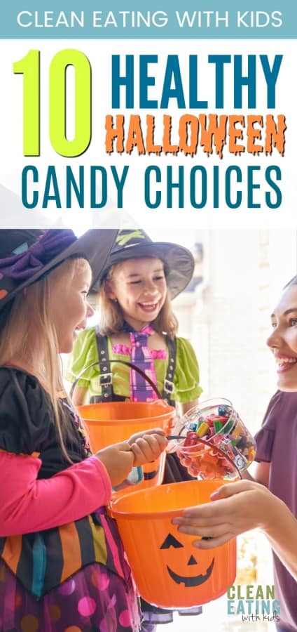 Stressing about the kids eating all that candy this Halloween? Here are 10 Healthier candy options. #cleaneating #cleaneatingwithkids