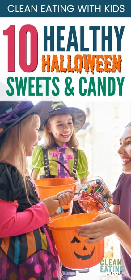 Stressing about the kids eating all that candy this Halloween? Here are 10 Healthier candy options. #cleaneating #cleaneatingwithkids