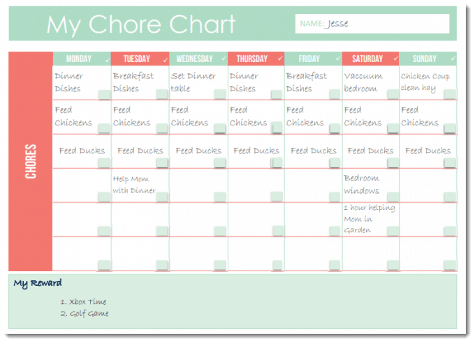 Chore Chart For Couples