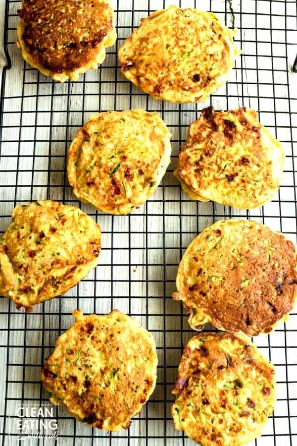 clean eating zucchini fritters -wire wrack