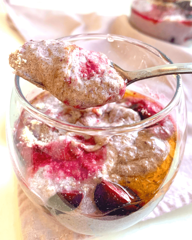 chia seed pudding made with cherries 