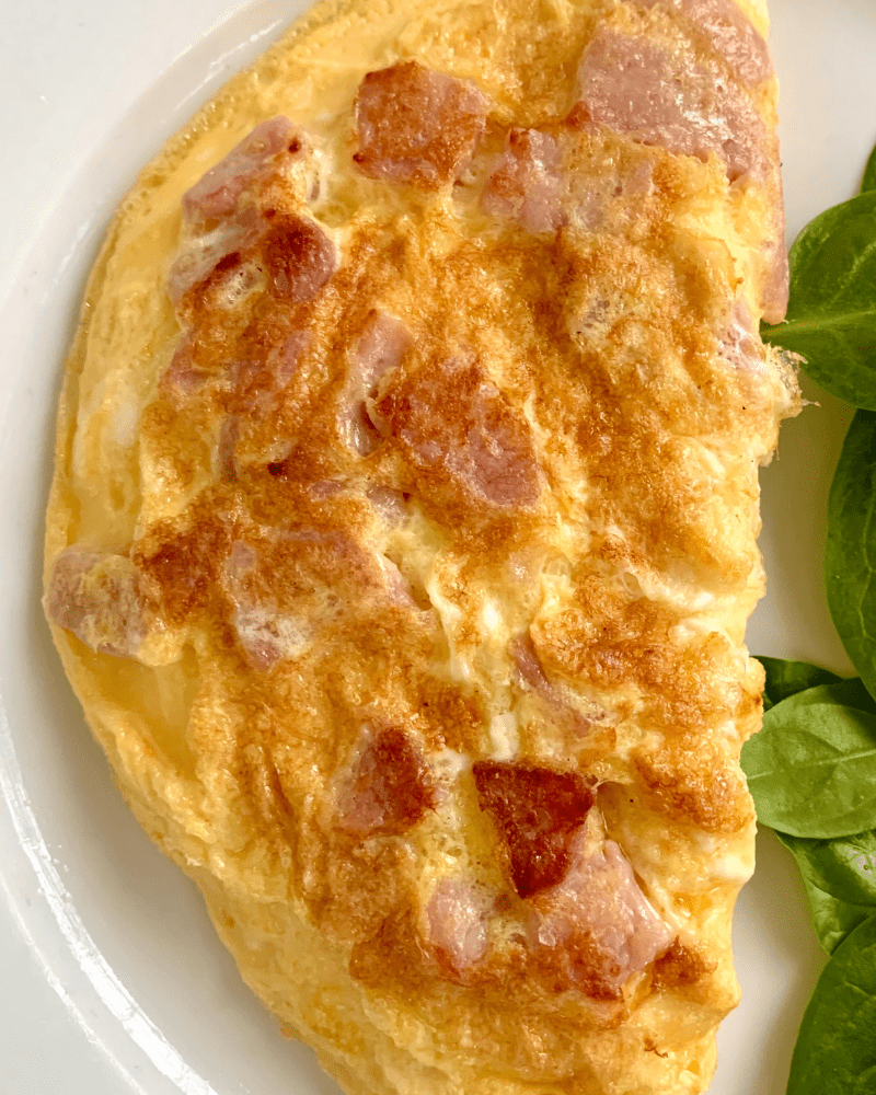 cooked bacon and cheese omelette 