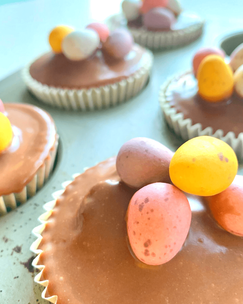 easter muffins with chocolate eggs 