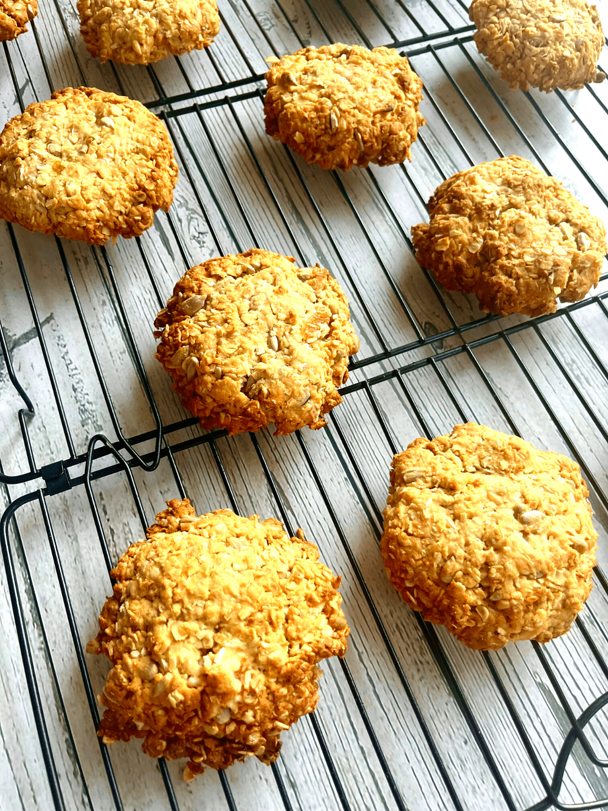 apricot oatmeal cookies on a cooling rack