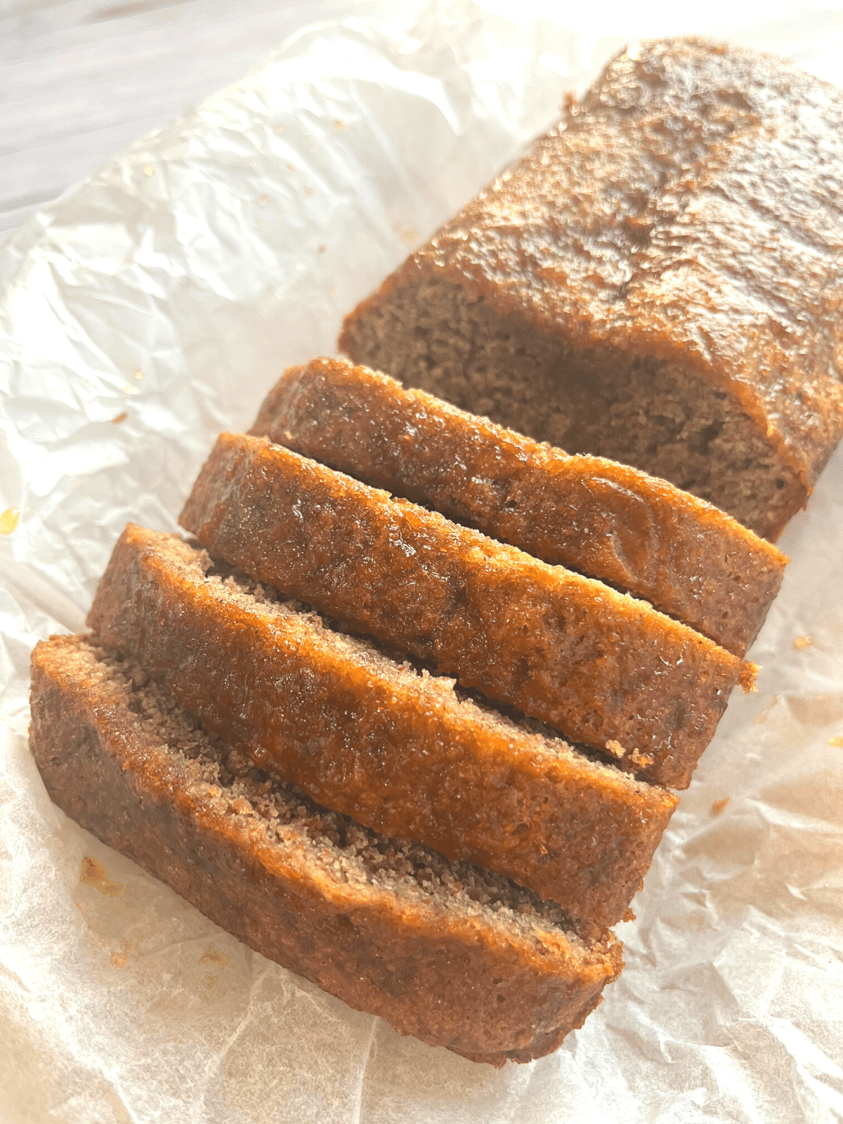 sliced homemade sticky gingerbread loaf 
